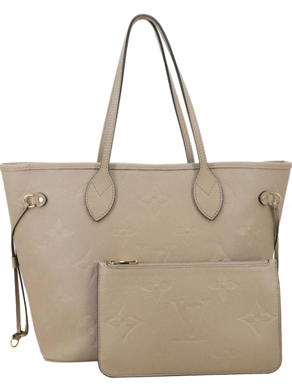 Louis Vuitton Neverfull MM Monogram Empreinte Tote Bag Tourterelle